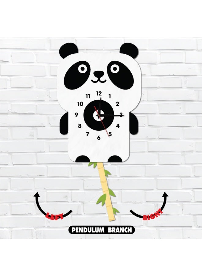 A high-quality, stylish panda-shaped pendulum wall clock with cheerful colors and a gentle movement; easy to install and suitable for various uses and decors. - Image 1